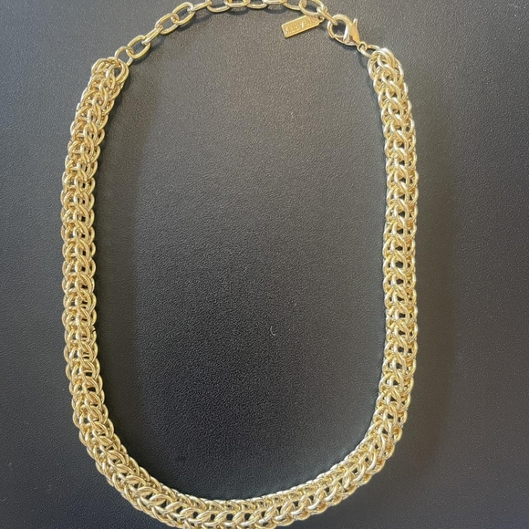 BaubleBar Brand Sugarfix gold plated braided/woven thick chain women's necklace - Picture 3 of 5